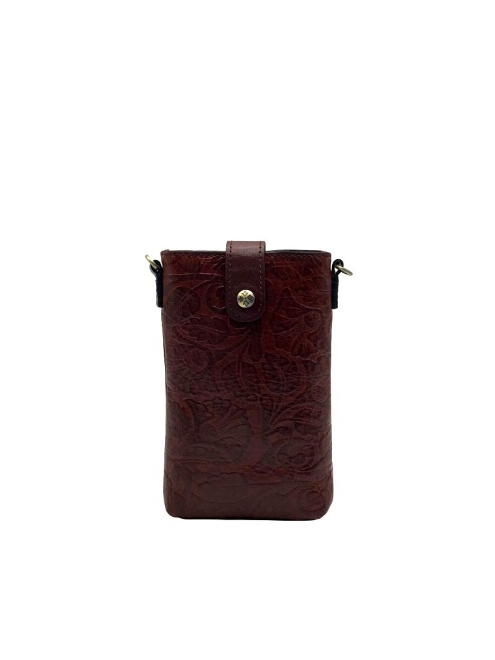 Patricia Nash Cognac Mini Tooled Leather Crossbody Bag